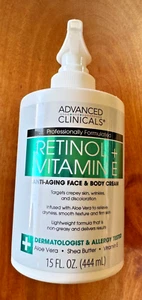 ADVANCED CLINICALS RETINOL + Vitamin E Anti Aging Face & Body Cream 444 ml/15 oz - Picture 1 of 2