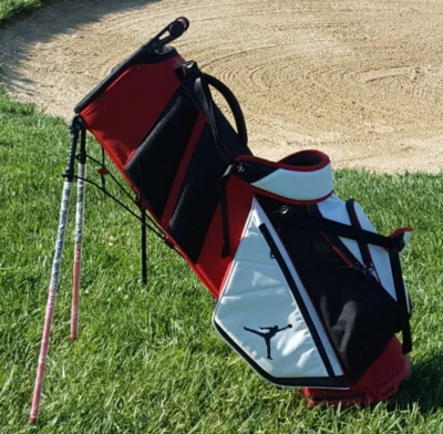 SHIPS TODAY! New Nike Air Jordan FadeAway Golf Carry/Stand Bag White-Black-Red - Image 1 of 4