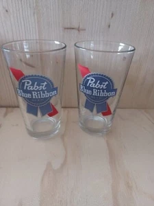 Vintage PABST BLUE RIBBON BEER GLASS 6 " Glasses, Good Condition No Chips. Set - Picture 1 of 5