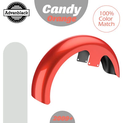 Advanblack CANDY ORANGE Fits 09+ Harley 21" Reveal Wrapper Hugger Front Fender - Image 1 of 4