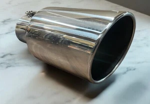 PUNTA DE ESCAPE DIÉSEL ACERO INOXIDABLE PULIDO 4" IN 8" OUT 18" L - FORD, CHEVY, DODGE - Imagen 1 de 6