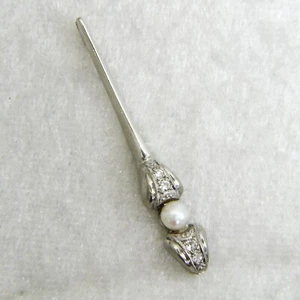 Antiguo colgante de diamantes y perlas de oro blanco de 14k - Imagen 1 de 7