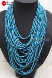 3-4mm Round Natural Blue Turquoise Necklace for Women 20 Strands Jewelry 18-27'' - Picture 1 of 18