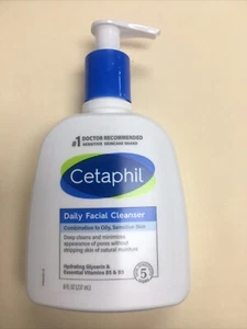Cetaphil Daily Facial Cleanser For Face, Normal To Oily Skin 8 oz - Picture 1 of 5