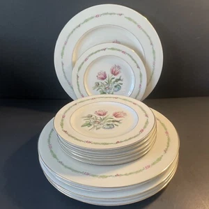 12 Stck. Theodore Haviland NY USA Garten Blumen 6 Abendessen/6 Salatteller Sehr guter Zustand - Bild 1 von 21