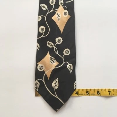 new Hugo boss tie black gold beige made in Italy 100% silk nwt necktie pa0010  - Image 1 of 3