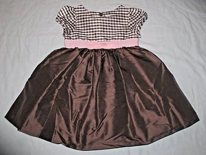 NWT Gymboree Celebrate Spring 100% Silk Bow Gingham Brown Silk Dress Girls 3T - Picture 1 of 4