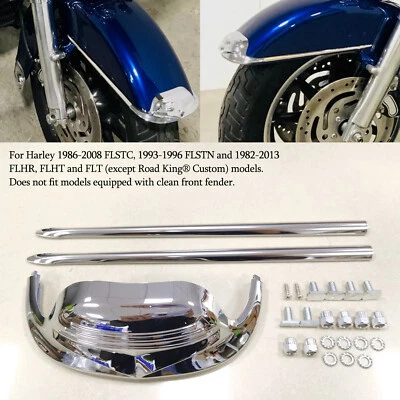 Punta de guardabarros delantero cromada con moldura de lanza para Harley Road King Electra Glide FLHT Foto 1 de 4