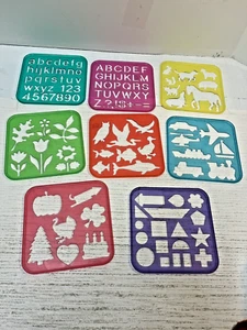 1987 Tupperware Tuppertoys Shapes Alphabet Animals Vehicles Stencils Set of 8 - Picture 1 of 7
