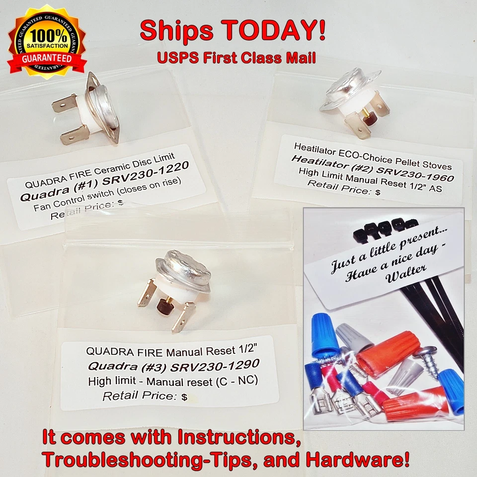 3-Piece CERAMIC Snap Disc Set Quadra-Fire Castile Insert Santa FE, Ships TODAY! - Image 1 of 4