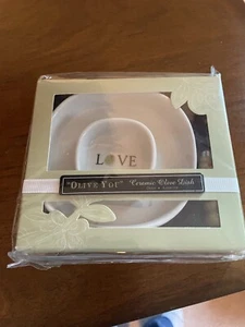 Olive Dish "OLIVE YOU" Kate Aspen Ceramic Olive Dish AND Spreader VINTAGE NIB - Picture 1 of 5