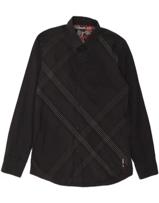 QUIKSILVER Mens Shirt Large Black Striped Cotton AC03 - Image 1 of 3