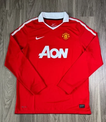 Camiseta de fútbol local Manchester United Nike 2010-2011 manga larga grande auténtica  Foto 1 de 4
