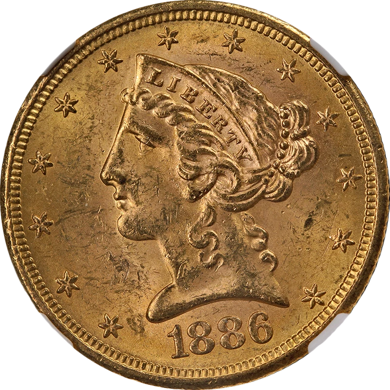 1886-S Liberty Gold $5 NGC MS63 Nice Eye Appeal Nice Strike - Image 1 of 4