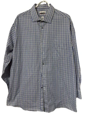 Мужские кроссовки Van Heusen Flex Regular Fit эластичные с длинным рукавом размер XL 17,5 32/33 синие клетчатые - Изображение 1 из 4