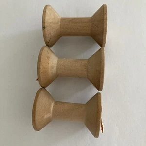 Wooden Spools Thread Sewing Unique Vintage Lot 3 Crafts American Thread Co 2.25” - Picture 1 of 6