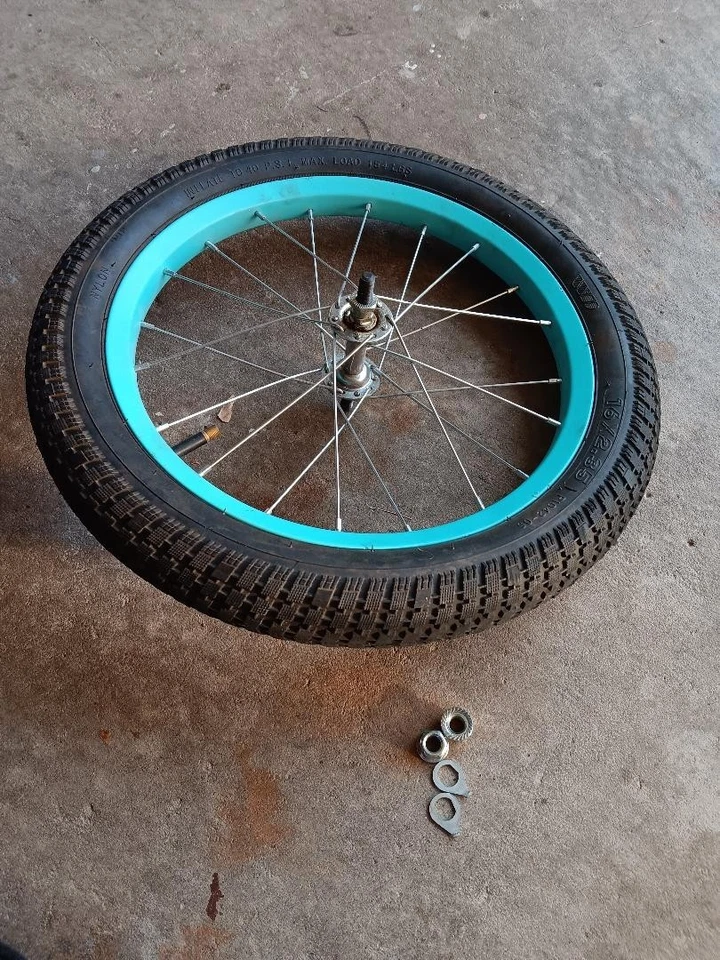 Used LOL Surprise Girl Bike Front Tire 16-inch Wheel & Rim & Nuts - Image 1 of 1