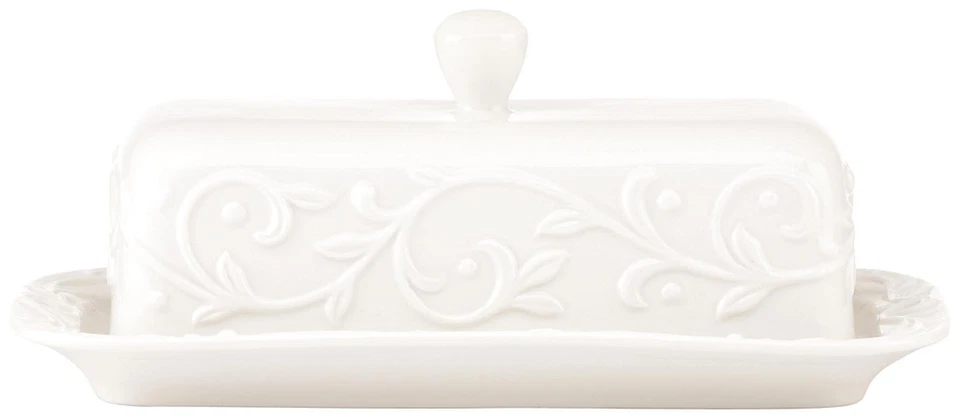 Lenox Opal Innocence Carved Rectangular Covered Butter Dish 50 FreeShipUS