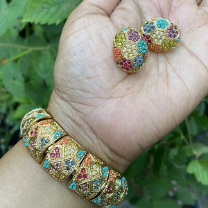 Pulsera colorida vintage D'Orlan. Pulsera de piedra pavimentada estilo bizantino, clip - Imagen 1 de 10