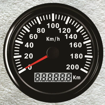 85mm GPS black 200kmh speedometer odo for car truck marine golf cart utv red led - Image 1 of 4