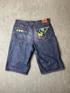 Coogi Jean Shorts Mens Size 40 Aztec Geometric Colorful Y2K Baggy Hip Hop - Picture 1 of 23