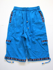 Vintage 100% Cotton Blue Pocket Cargo Bermuda Culotte Shorts Women S-M