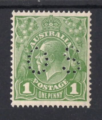 M3084 Australia 1926-30 SGO98b - 1d verde salvia (Die II), Multi wmk (Tipo W7) Foto 1 de 2