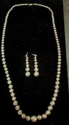 Brinco de prata esterlina Navajo corte diamante graduado contas de bola 31" colar gota - Imagem 1 de 4