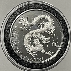2024 Chinese Year of the Dragon Zodiac Coin 1 Troy Oz .999 Fine Silver Round 999 - Picture 1 of 12