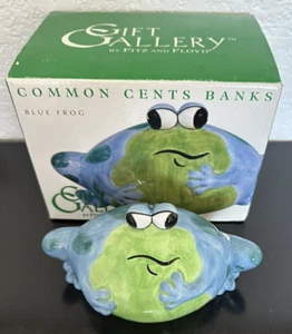 Gift Gallery by FITZ and FLOYD, Common Cents Bank: Blue Frog, EXCELLENT - Picture 1 of 3