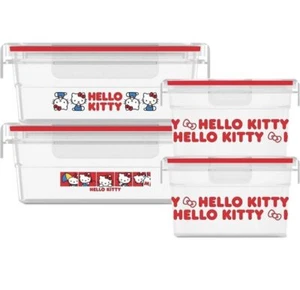 Snapware Hello Kitty Decorated Plastic Food Storage 8-pc Set w/ Lids NEW W/O BOX - Picture 1 of 3