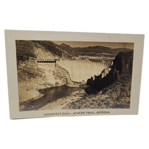 Roosevelt Dam AZ Arizona Apache Trail Souvenir RPPC Real Photo Postcard 1940s - Picture 1 of 2