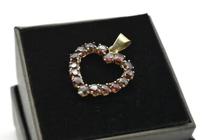 Collana ciondolo cuore oro giallo 333, con pietre rosse #86 - Foto 1 di 6