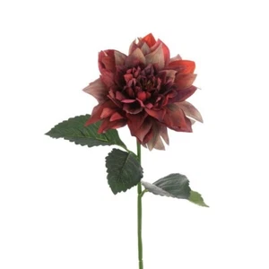 ECO Sustainably Produced Faux Silk Dahlia Flower Spray 61cm/24in Tall Burgundy - Picture 1 of 1