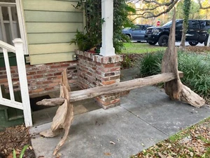 custom made natural 3 piece driftwood bench, very solid and sturdy - Picture 1 of 17