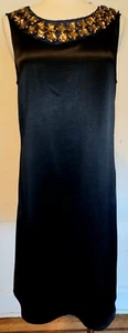 Vera Wang Lavender Label Black Gold Stoned Sleeveless Dress Size S - Picture 1 of 8