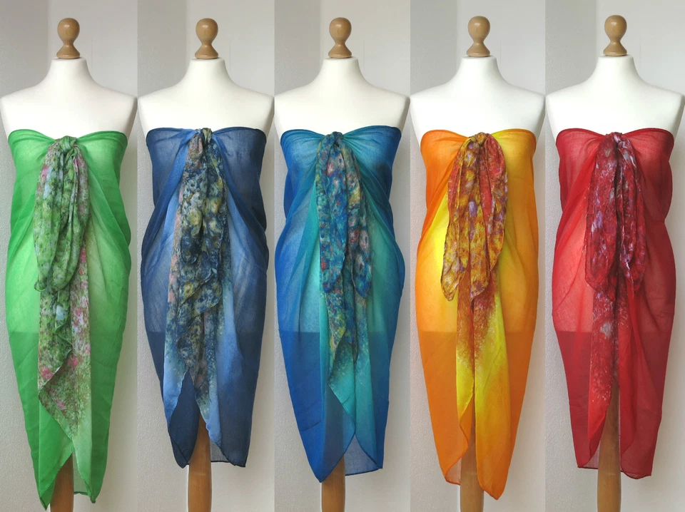 NEU Strandtuch Pareo Damen Schal Wickeltuch Stola Sarong Halstuch Sommer Blumen - Bild 1 von 3