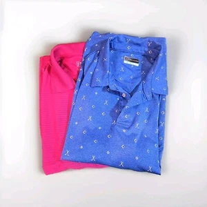 2 PGA Tour Golf Polo 1 Blue & 1 Mauve Shirt Men's S/S Polyester Casual Size XL - Picture 1 of 6
