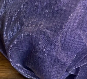 Remnant Vintage semi sheer Sparkling Lavender Silver Lurex  Stripe Knit fabric - Picture 1 of 1