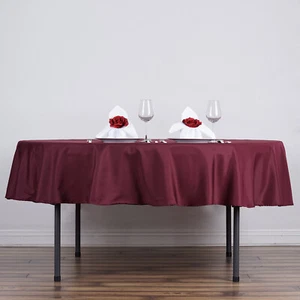BURGUNDY 90" ROUND POLYESTER TABLECLOTH Wedding Party Reception Decorations - Picture 1 of 6