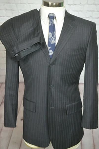 Traje Bachrach Gris Lana Calce Clásico Rayas 2 Piezas 38R Chaqueta 32/28 Pantalón - Imagen 1 de 12