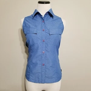 The North Face Tank Damen S blau ärmellos Kragen Knopfleiste Outdoor Shirt - Bild 1 von 8