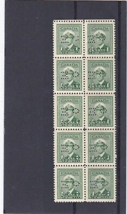 Canada Stamps Block of 10 #0231 Mint VF NH (1 Cent Green GeorgeV1) - Picture 1 of 1