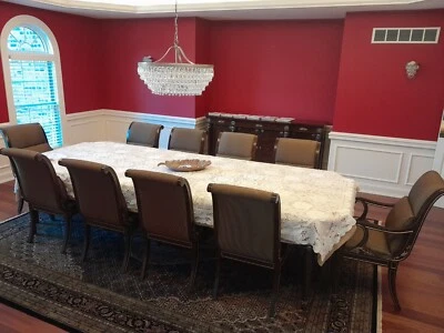 JUEGO DE COMEDOR FORMAL HENREDON MUEBLES MESA DE EXTENSIÓN SILLAS Y BUFFET Y ALMOHADILLA DE MESA Foto 1 de 4