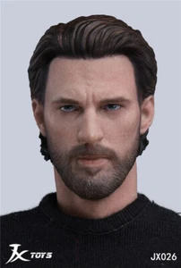 JXTOYS-026 Chris Evan Captain America Head Sculpt 1/6 Male Head For 12" Hot Toys - Picture 1 of 12