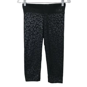 PINK Pants Womens XS Capri Animal Cheetah Print Black - Picture 1 of 8