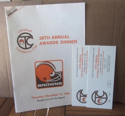 CLEVELAND BROWNS program Award Dinner w/ tickets 1985 banquet Ozzie Newsome - Image 1 of 3