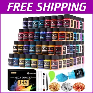 High-Density 144 Color Mica Powder - 10g Natural Pigments for Creative Arts - Picture 1 of 9