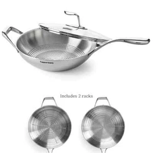 Brand New Tupperware Mastro 32cm Stainless Steel Wok with Racks RRP $299