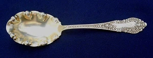 VINTAGE STERLING SILVER FLUTED EDGE SERVING SPOON PATD - Picture 1 of 5